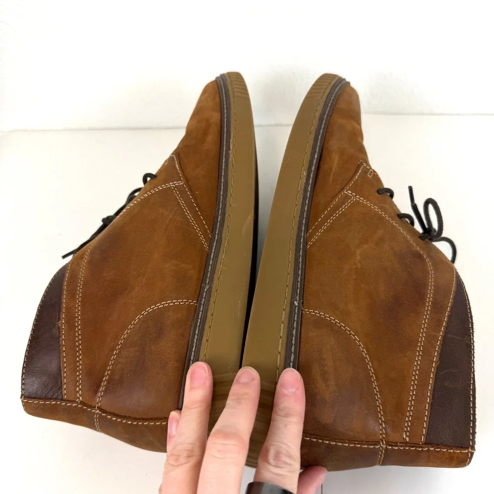 Johnston & Murphy Mens Tan Sheepskin Leather Chukka Boots Brown 13M